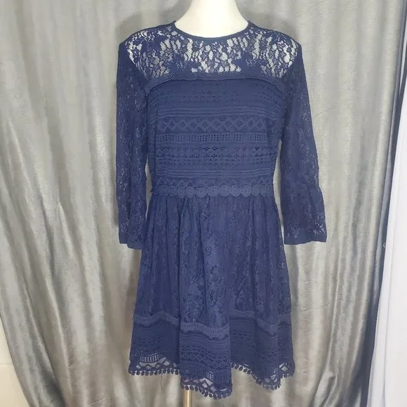 City Triangles | Dresses | City Triangles Lace Lined 34 Sleeve Dark Blue Mini Dress Size 5 Back Zip | Poshmark City Triangles | Dresses | City Triangles Lace Lined 34 Sleeve Dark Blue Mini Dress Size 5 Back Zip | Poshmark